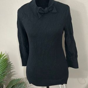 Kate spade black cashmere wool fitted pullover sweater bow at neck Women’s Small